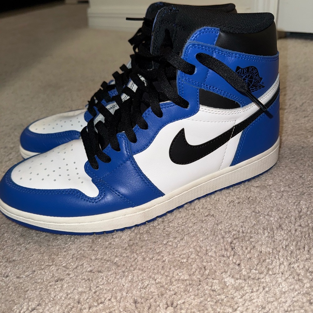 Jordan Black, Blue, and White High-Top Sneakers